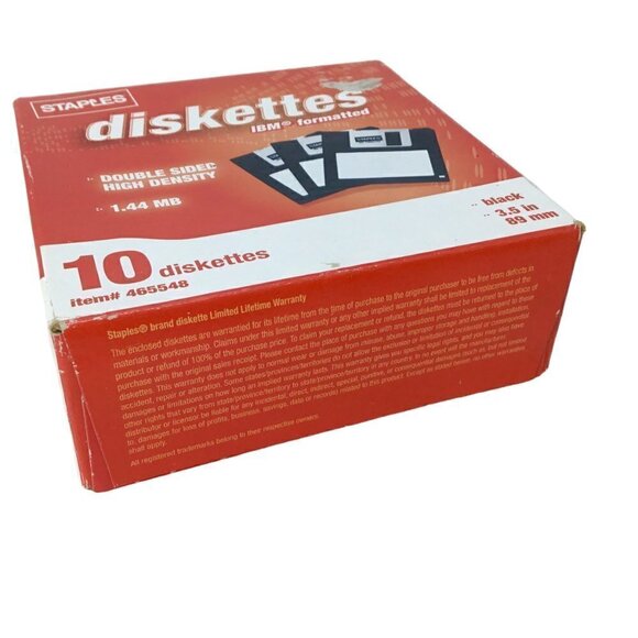 Vintage Staples 10 Pack Diskettes 3.5" 1.44 MB Disks New Sealed in Original Box - Picture 2 of 6